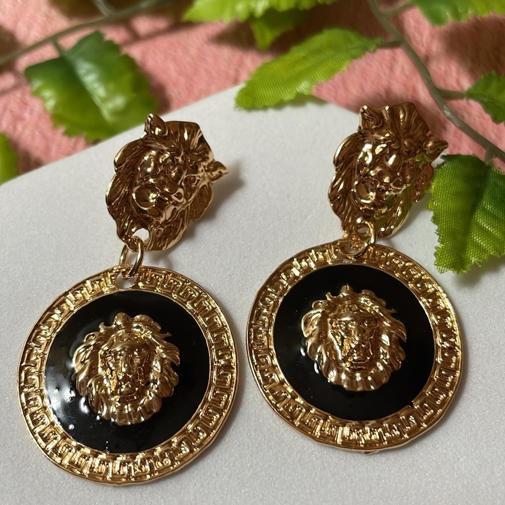 Sassy Studs Lion Drop Earrings - Picture 8 of 15